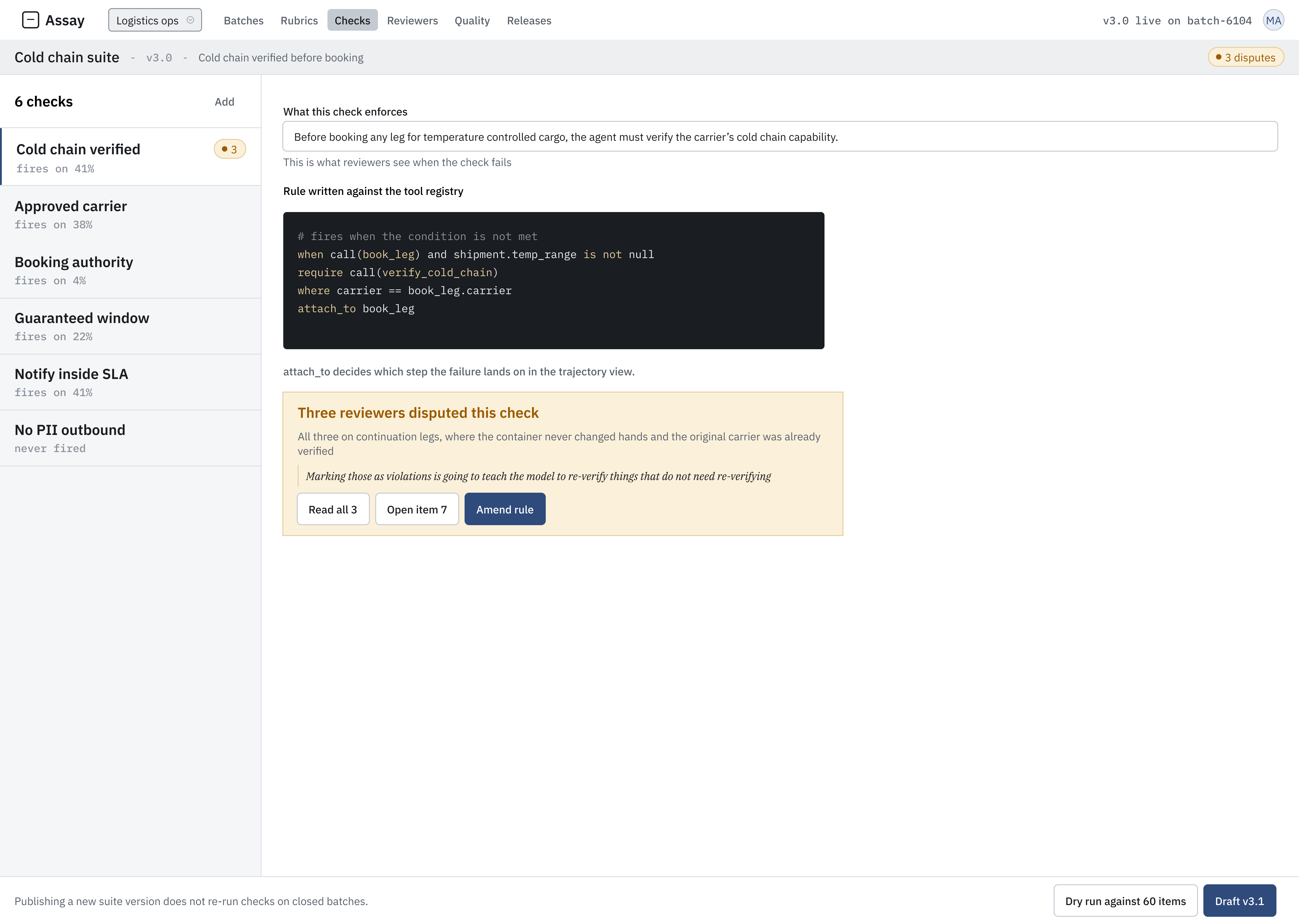 Check suite builder